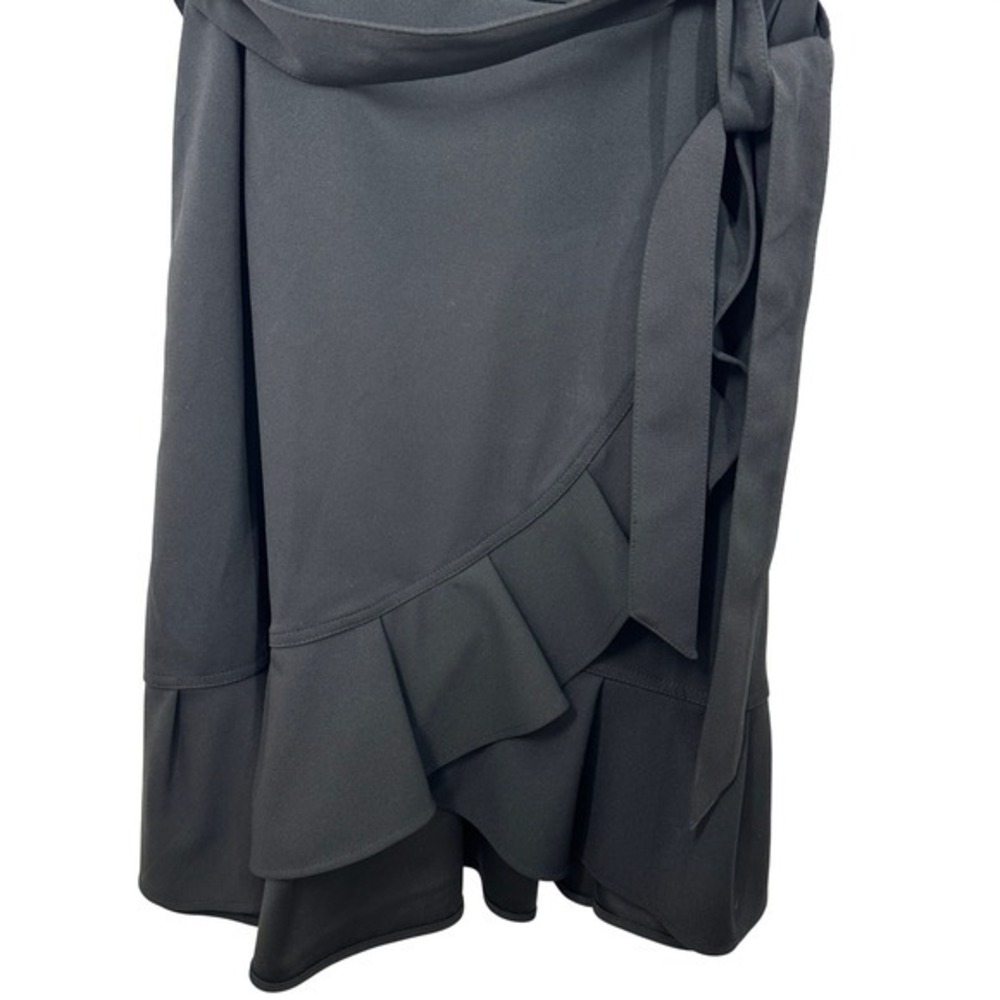 Calvin Klein Womens Plus Size 22W Black Short Sleeve Tie Waist Ruffle‎ Hem Dress - Picture 5 of 9